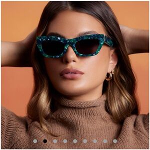 Diff Eyewear Green Tortoiseshell Rectangular Sunglasses